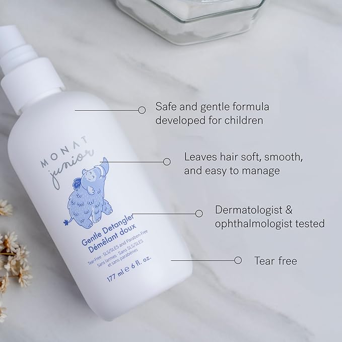 MONAT Junior Gentle 3-in-1 Hair Care System - Shampoo, Conditioner, Detangler for Children (8 fl. oz./6 fl. oz.)