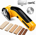 Cordless Electric Scissors,Rechargeable Cardboard Cutter, 4V Upgrade Electric Box Cutter with Safety Lock & LED Light, Powerful Cutting for Cardboard Box, Plastic, Leather（Yellow）