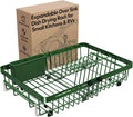 Green Dish Drying Rack Over The Sink with Utensil Holder | Expandable Stainless Steel Dish Drainer for Small Kitchen, Apartment, RV, Counter Space Saving, Perfect Fit, Rustproof