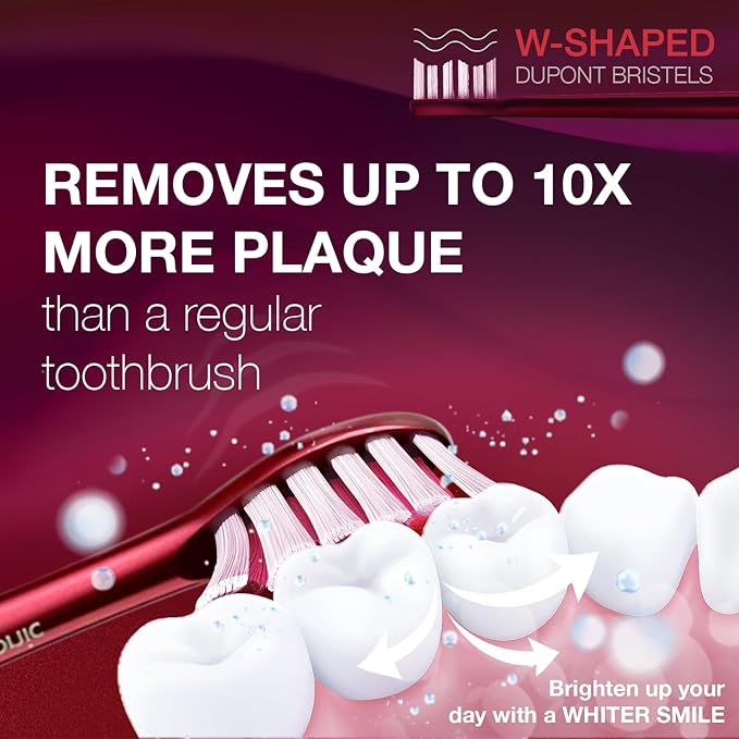 Wagner Stern WHITEN+ Electric Toothbrush, 48,000 VPM, Pressure Sensor, 5 Modes, 8 Brush Heads, Travel Case