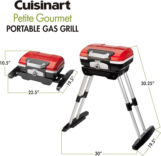 Cuisinart Petit Gourmet Portable Gas Grill (CGG-180) + 4-Piece Folding Grill Tool Set