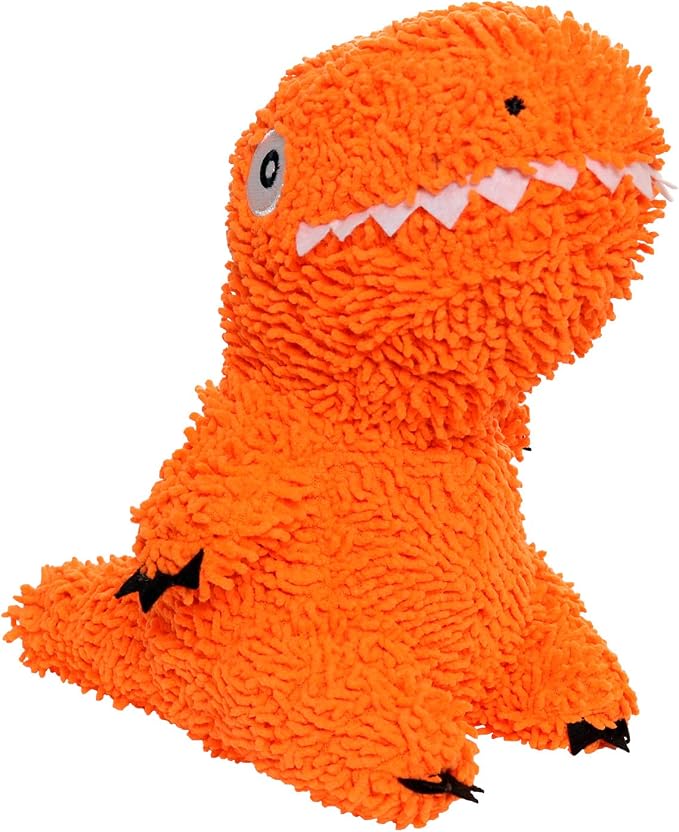 MIGHTY Tuffy Microfiber Medium Ball T-Rex Dog Toy | Ultra Durable Plush Toy with Multiple Layers & Reinforced Seams , Washable and Floats , Mighty® Construction