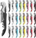 24 Pack Colorful Corkscrew Wine Openers Upgraded Heavy Duty Stainless Steel Wine Opener Bulk Double Hinged Wine Key for Serves Waiters Bartenders Party Wine Opener Favor (Colorful)