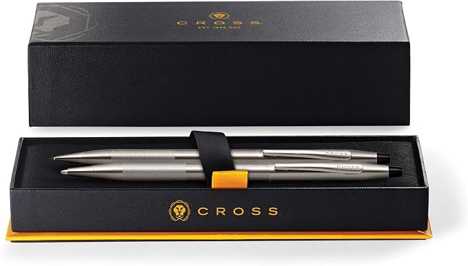 Cross Classic Century Refillable Ballpoint Pen and 0.7mm Pencil Set, Includes Premium Gift Box - Titanium Grey Micro-Knurl
