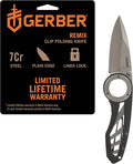 Gerber Remix EDC Folding Pocket Knife, 3" Fine Edge Blade, Survival, Gray | 3-inch fine edge blade, pocket clip for men, lightweight EDC, camping, survival, everyday carry