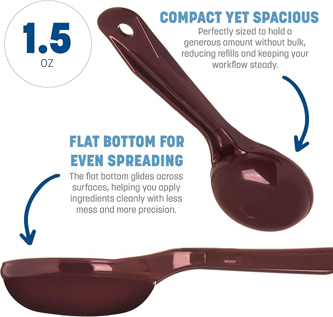 Carlisle FoodService Products Measure Miser Solid Measuring Spoon with Short Handle, 1.5 Ounces, Brown