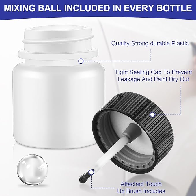 Maxcheck 120 Pcs Empty Touch Up Paint Bottles Container 1oz 30ml Reusable Small Paint Bottles with Brush Applicator and Mixing Ball for Fix Chips Scratches Auto Car