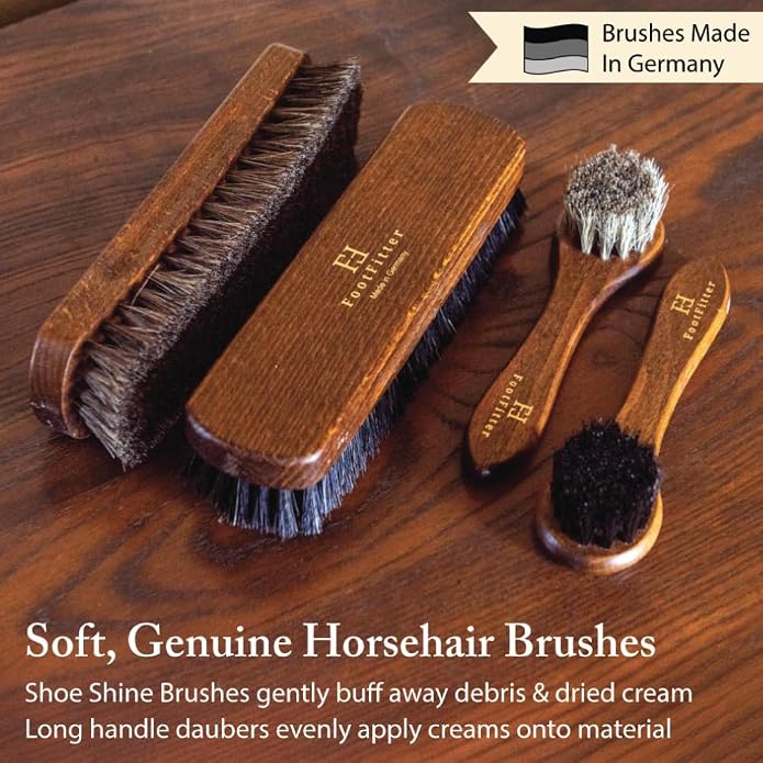 FootFitter Grand Cedar Shoe Shine Valet Set, Premium Leather Care Kit | Cedar Valet Box with Shine Brushes, Daubers, Cloths & Creams, Complete Leather Care Set for Polishing & Maintaining Footwear
