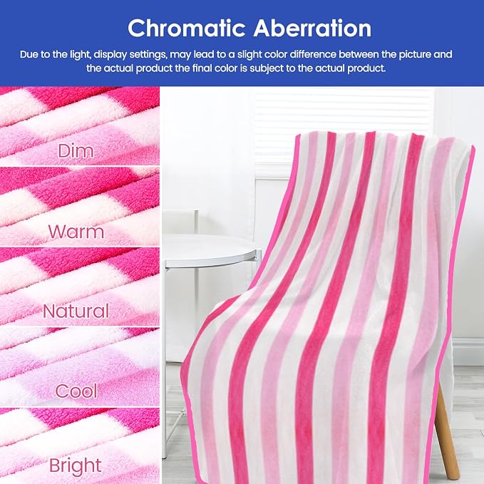 JML Microfiber Bath Towels, 2 Pack, 30" x 60", Cabana Stripe Pink | Hanging Loop, Lint Free, Oversized, Soft, Super Absorbent,Fast Drying, Perfect for Shower, Sauna, Gym, Sports, Fitness, Yoga