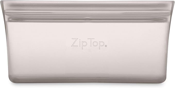 Zip Top Reusable Food Storage Bags | Snack Bag [Gray] | Silicone Meal Prep Container | Microwave, Dishwasher and Freezer Safe | Made in the USA