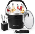 BUZIO 7.4 Qt/7 L Large Insulated Ice Bucket with Lid and Scoop & Tongs | Double Wall Vacuum Stainless Steel Beer Bucket, Holds 6 Longnecks or 3 Wine Bottles, for Parties, Cocktail Bar, Camping