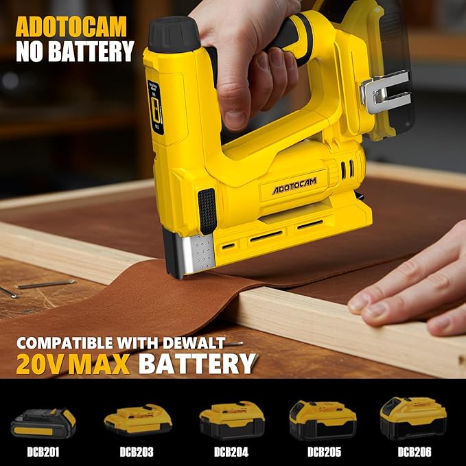 Nail Gun for Dewalt 20V Battery (Tool Only), 2 in 1 Cordless Brad Nailer/T50 Crown Stapler, Nail Gun Battery Powered with 2,000PCS Staples and Nails for Upholstery & Family DIY