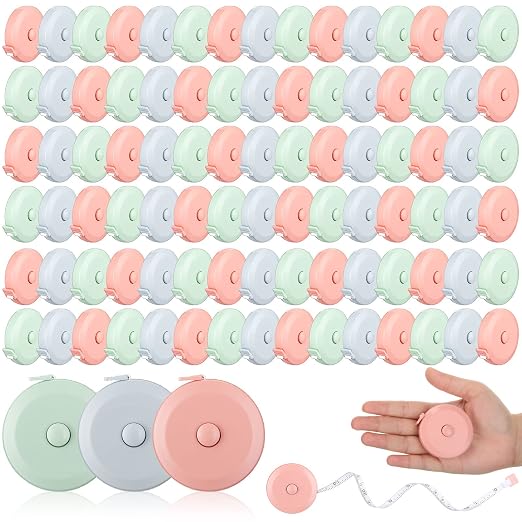 Kigeli 100 Pcs Retractable 60 Inch Measuring Tape - Mini Soft Measurement Tape for Fabric, Sewing, Body
