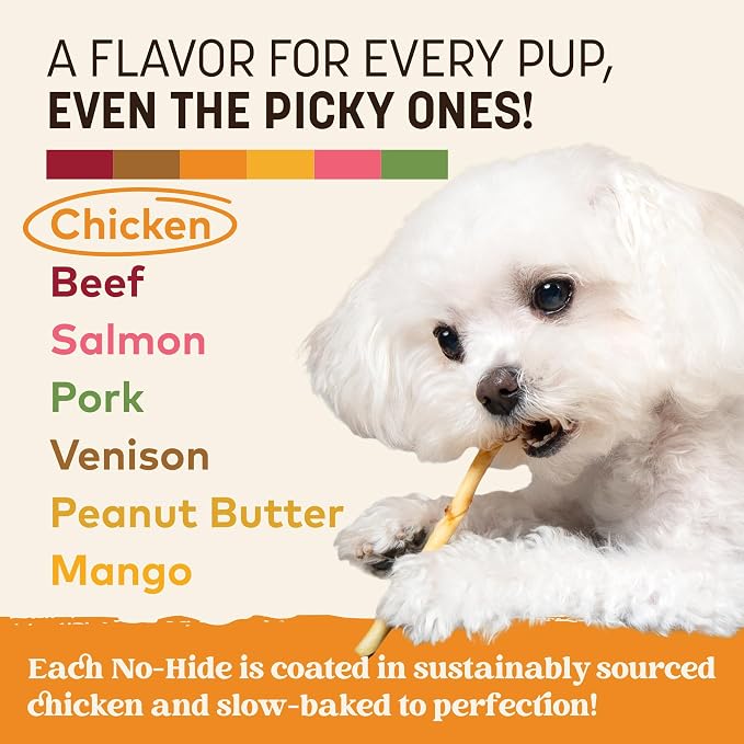 Earth Animal No Hide Stix - Long Lasting Rawhide Free Small Dog Chews Sticks, Chicken - 40 Count Extra Value Pack