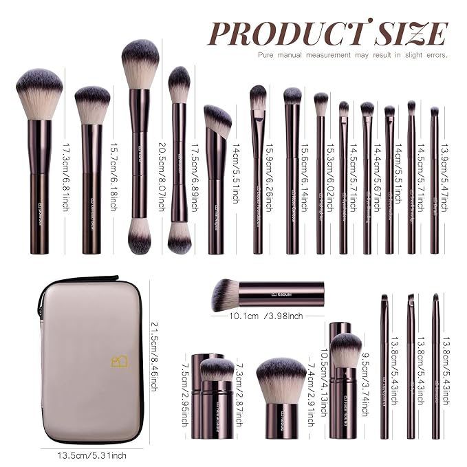 Makeup Brushes BS-MALL Professional Makeup Brush with Travel Case, Includes Foundation, Powder, Concealer, Lip & Eyeshadow Brushes for Daily Use & Versatile Occasions All-aluminum tube