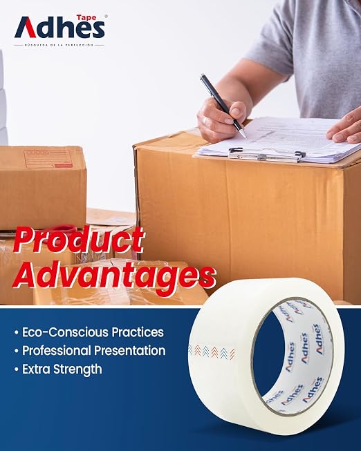 ADHES Packaging Tape 2.7MIL Heavy Duty Packing Tape Mailing Tape, 6 Rolls, 1.88" x 165 ft (55 Yards) Clear Shipping Tape, Ultra-Strong & Durable for Packaging, Moving, Mailing, and Sealing