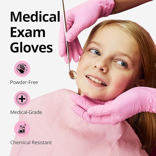 SwiftGrip Pink Nitrile Gloves, 3-mil, Industrial Gloves Disposable Latex Free, for Cleaning & Esthetician, Rubber Powder-Free, 1000-ct Case (Small) Small (Pack of 1000)