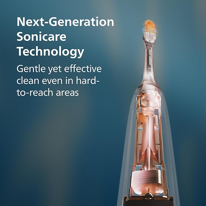 Philips Sonicare 7300 Series Electric Toothbrush - Next-Generation Sonicare Technology, Pressure Sensor, 12 Brushing Settings, SmarTimer, 21-Day Runtime, Travel Case, Navy Blue, HX7423/05
