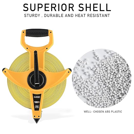 LAND 300FT/91M Heavy Duty Fiberglass Tape Measure - 1/2-Inch Wide, Dual Inch/Metric Scale, Durable Open Reel Measuring Tape for Surveying, Engineering, Runway Construction