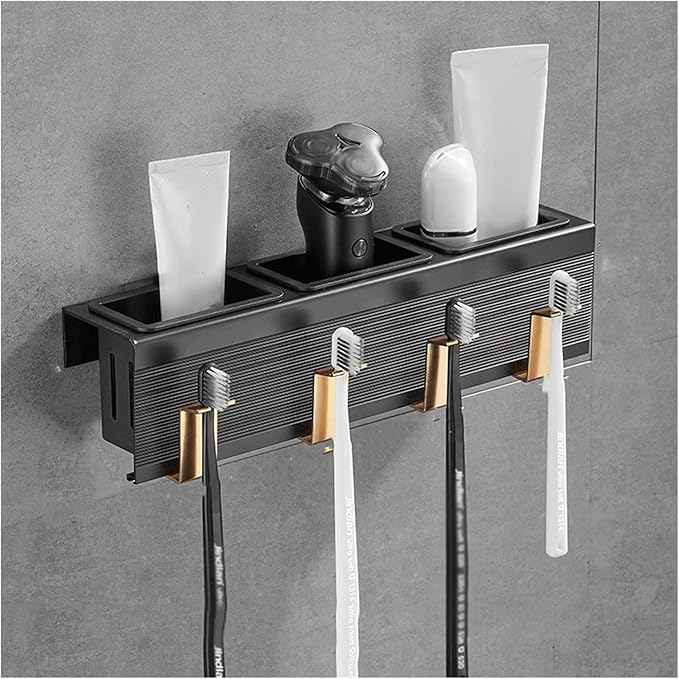 Toothbrush Rack Modern Light Luxury Wall Mounted Toothbrush Holder for Razor Holder Bathroom Storage Toothbrush Holder Makeup Holder Bathroom Toothbrush Holder(C)