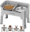 URPOWER Mess Proof Elevated Dog Bowls, Splash Guard Raised Bowl Stand | 4 Adjustable Heights, 2 Stainless Steel Bowls, Food & Water Separation, Non-Slip Base, Foldable Design for Small Dogs