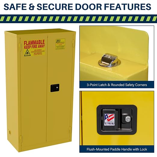 Jamco 44 Gallon Steel Flammable Safety Cabinet, Self-Closing Doors, Yellow | All-Welded Double-Wall Steel Flammable Storage Cabinet, Lockable Doors, 34"W X 18"D X 65"H, Osha & Fm Certified, Made In Usa