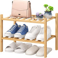 viewcare Small Shoe Rack, 2-Tier Shoe Rack for Entryway, Bamboo Wood Shoe Shelf for Closet & Hallway, Long 17.2IN | Beautiful | Functional | Sturdy | Durable