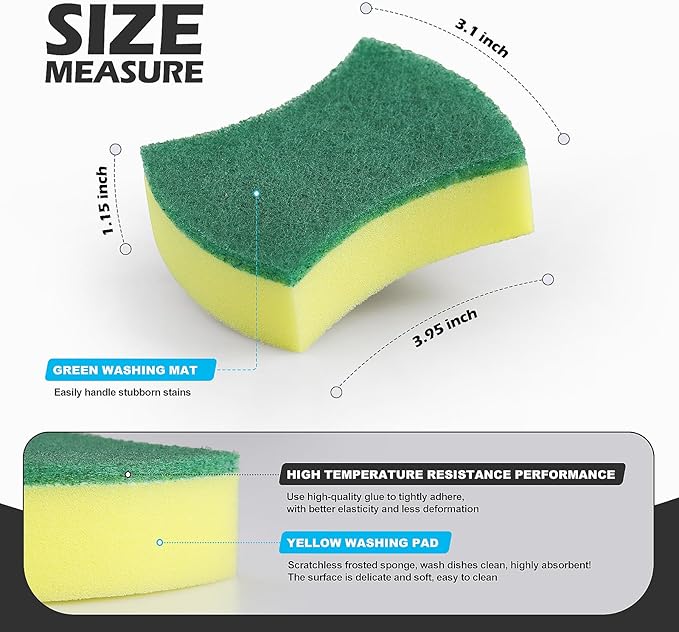Kitchen Cleaning Sponges,24 Pack Eco Non-Scratch for Dish,Scrub Sponges
