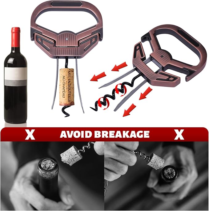 Ah So Wine Opener, Two Prong Vintage Cork Remover, Sleek Design | Specially for Aged Wines,Damage-Free Removal,Premium Sleek Build