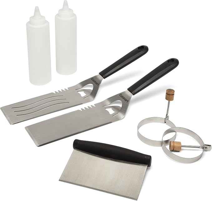 Cuisinart Flat Top Professional Quality Propane CGG-0028 28" Two Burner Gas Griddle and Cuisinart CGS-507 Griddle Kit, 7 Piece, Steel