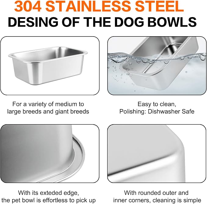 2.8 Gallon Elevated Large Dog Water Bowl, Automatic Dog Water Bowl Dispenser, 4 Adjustable Height Raised Dog Bowl Stand for Large Breed Relief Joint Pressure, Easy Clean for Indoor & Outdoor Uses