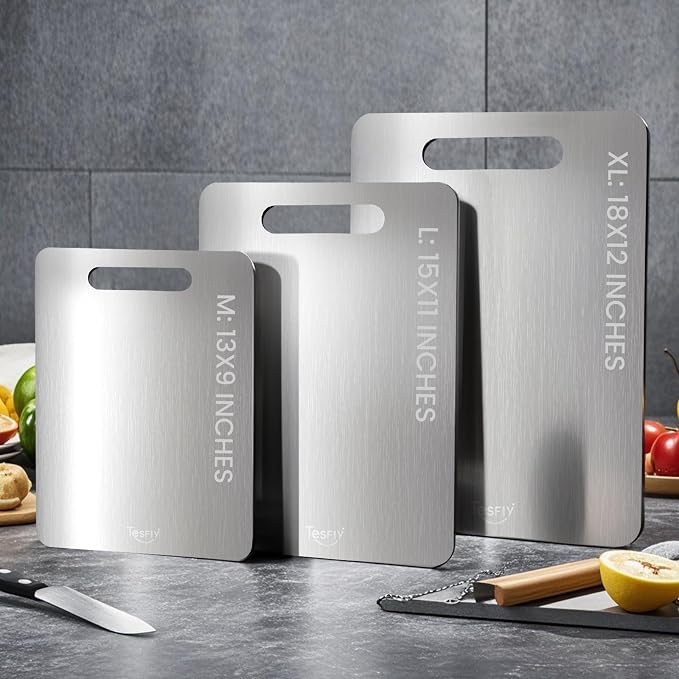 2 Pack Titanium Cutting Board - 100% Pure Titanium Cutting Boards For Kitche,Easy to clean, For Cutting Meats, Fruits And Vegetables.(15 * 11)
