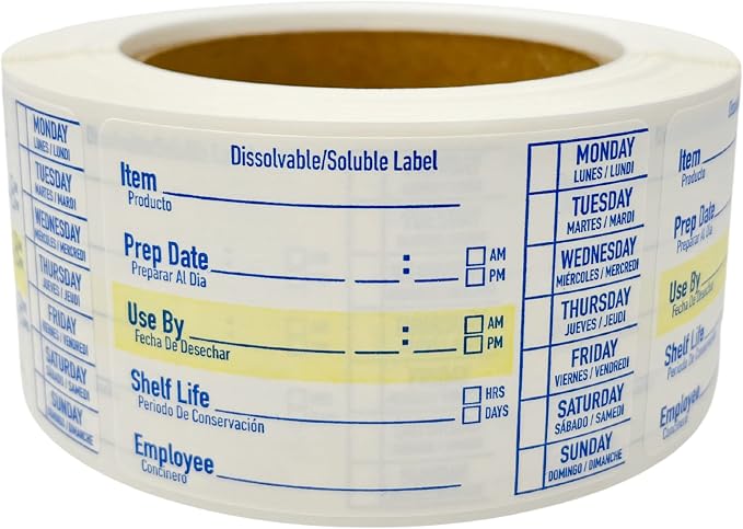2x3 Dissolvable Food Labels, 500 Label Stickers, Bottle Labels for Storage Bins, Sticker Labels for Food containers, (500, Blue)