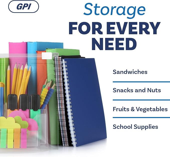 500 Count - Slider Zip Food Storage Sandwich Bags, 6" x 9" 3 Mil Heavy Duty, Strong & Durable For Freezer Storage, For Sandwiches, Snacks & More. GPI