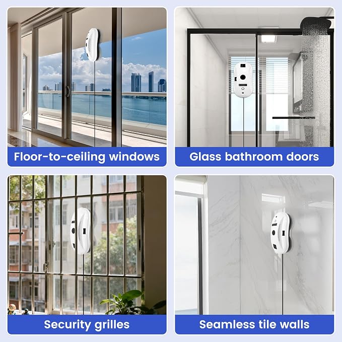Window Cleaning Robot, Auto-Spray Window Cleaner, AI Path Planning & Edge Detection, 3000Pa Suction, Remote Control, Ideal for Glass Windows that are Difficult to Reach Manually