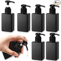 Domensi 6 Pcs 100ml /3.4 oz Pump Bottle Mini Travel Bottles Small Dispenser Containers Plastic Pump Lotion Dispenser Empty Square Travel Size Containers Toiletries (Whole Black)