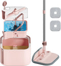 Square Spin Mop and Bucket Set with Self Separation Dirty and Clean Water System,Self Wringing 360° Rotating Mops Head for Home Floors Cleaning