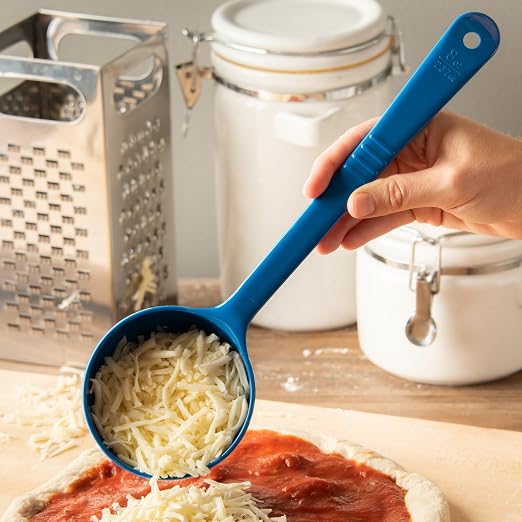 CFS 399214 Solid Long Handle Portion Control Spoon, 8 oz, Blue (Pack of 12)