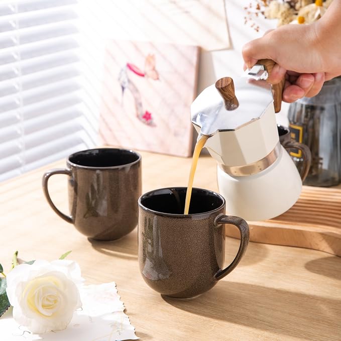LERATIO Ceramic Coffee Mugs Set of 6,12oz Handmade Coffee Mugs Set | Large Handle for Cappuccino/Latte/Tea/Hot Cocoa,Oven &Dishwasher & Microwave Safe