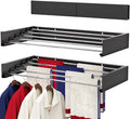Wall Mounted Drying Rack 31.5", Foldable Laundry Drying Rack with Stainless Steel Rods, Retractable Laundry Space Saver for Indoor & Outdoor Use, Include Wall Template