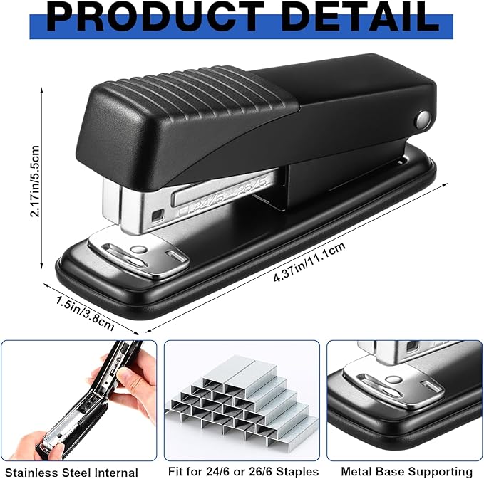 AmazingSpark 12 Pack Staplers for Desk with 12000 Staples Office Stapler Bulk 30 Sheet Capacity Metal Non-Slip Stapling Machine Heavy Duty for School Office