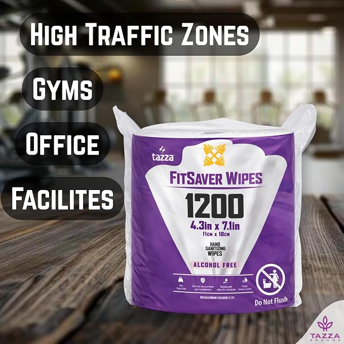 Tazza TAZZAWP1200 Wet Wipes - Bulk 4 x 1200 Ct, Durable Pre-Saturated Cleaning Gym Equip Wipes. 1 penny a wipe!