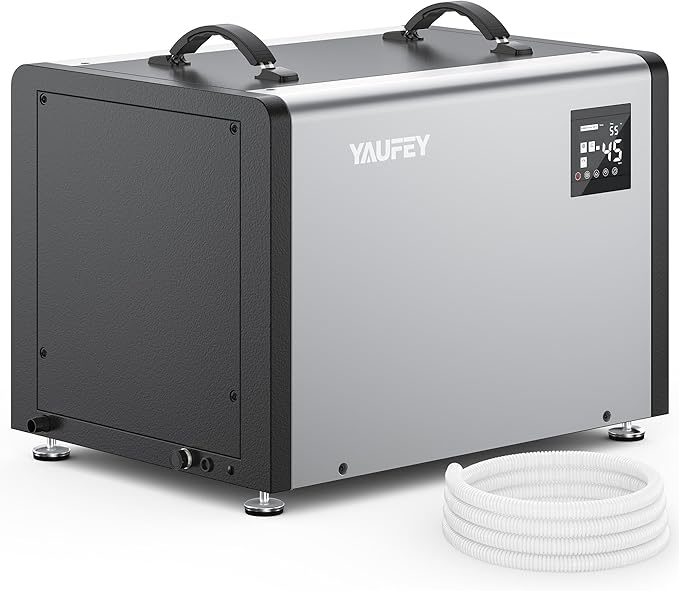 Yaufey 125 Pints Commercial Dehumidifier with Drain Hose for 6500 Sq.Ft. Crawl Space, Basement, Industrial, 10-90% RH Humidity Control, 24/7 Running Continuous Drainage, TUV Certified, 5-Yr Coverage