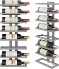 Hoctieon 8 Tier Wall Mount Wine Rack, Wall Racks for Wine Bottles Display and Storage, Hanging Bottle Organizer for Living Room, Dining Room, Wine Cellar, Bar, Grey
