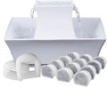PetSafe Drinkwell Pagoda Fountain, 70 oz Ceramic, 12-Pk Filters Included | 2 Free-Falling Water Streams Encourage Hydration, Pet Water Fountain for Cats & Dogs, Includes 12 Carbon + 2 Foam Filters