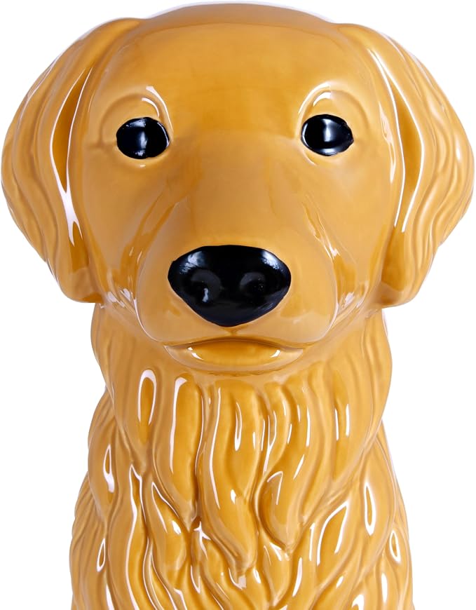Golden Retriever Ceramic Toilet Brush Holder with Plastic Brush Set by Allure Home Creation