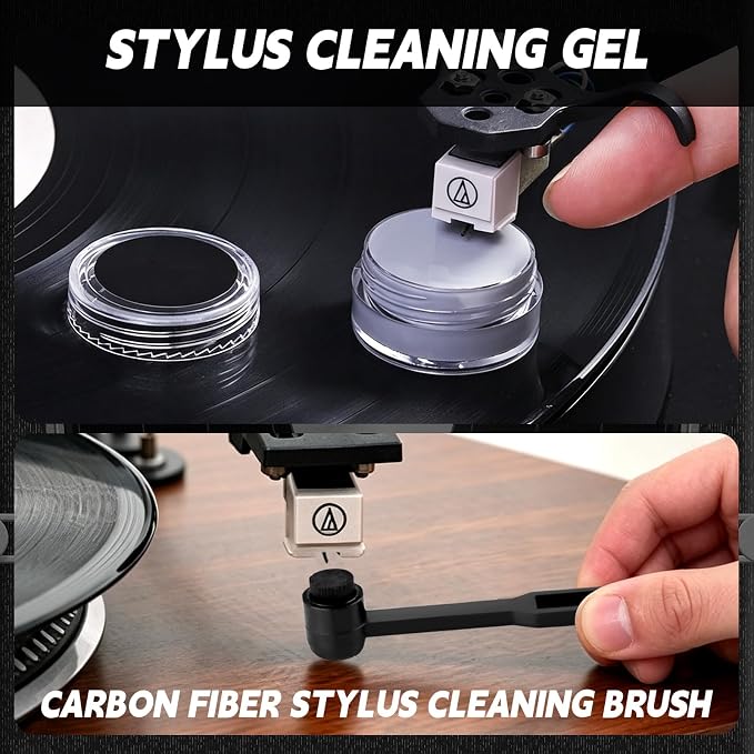 8-in-1 Vinyl Record Cleaning Kit with Acrylic Turntable Mat,Velvet Brush,Anti-Static Record Brush,Nano Fiber Brush,Stylus Brush,Cleaning Cloth for LP Albums