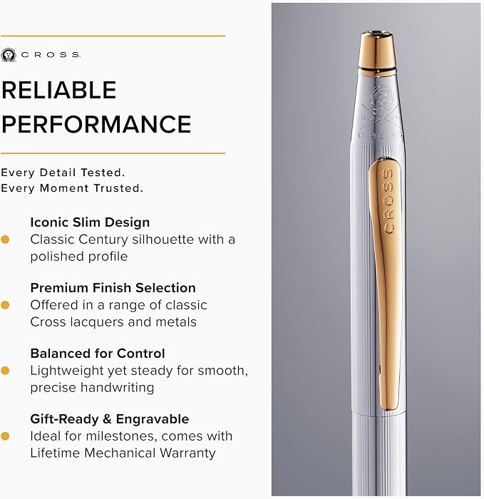 Cross Classic Century Refillable Pen & Pencil Gift Set Presented in a Luxury Gift Box - Medium Point, Black Ink, Medalist