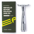 Leaf Twig Razor by Leaf Shave, All-Metal Single Blade Razor for Men & Women, Fixed Head w/Magnetic Load Assist, Includes 5 Stainless Steel Blades - Face Shaving, Lighter Hair, Sensitive Skin - Chrome