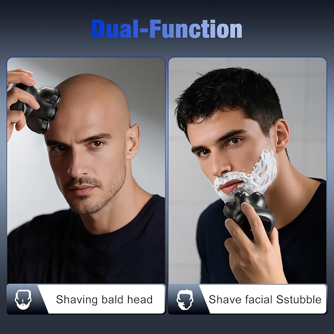 kensen PRO 7D Head Shavers for Bald Men - 2026 New Dual Speed Electric Shaver, Bald Head Shaver with Magnetic Shaver Head IPX6 Waterproof Wet/Dry Use Shaving Balding Clipper Cordless Head Razor Gray
